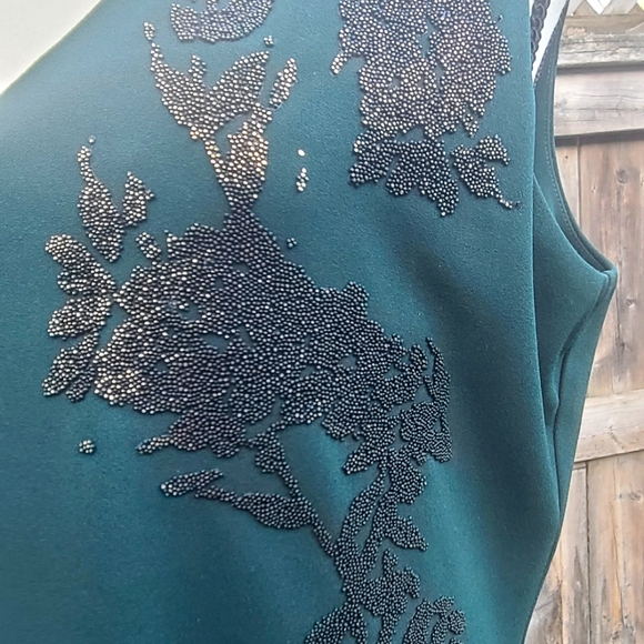 NWT Calvin Klein Beaded Sheath Dress, Green, Size 12 - Picture 6 of 12